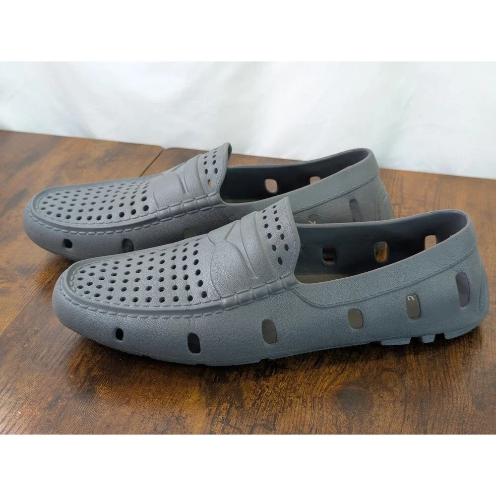 Club Room Atlas Mens Perforated Driver Loafers Gray Foam Water Shoes Size 12